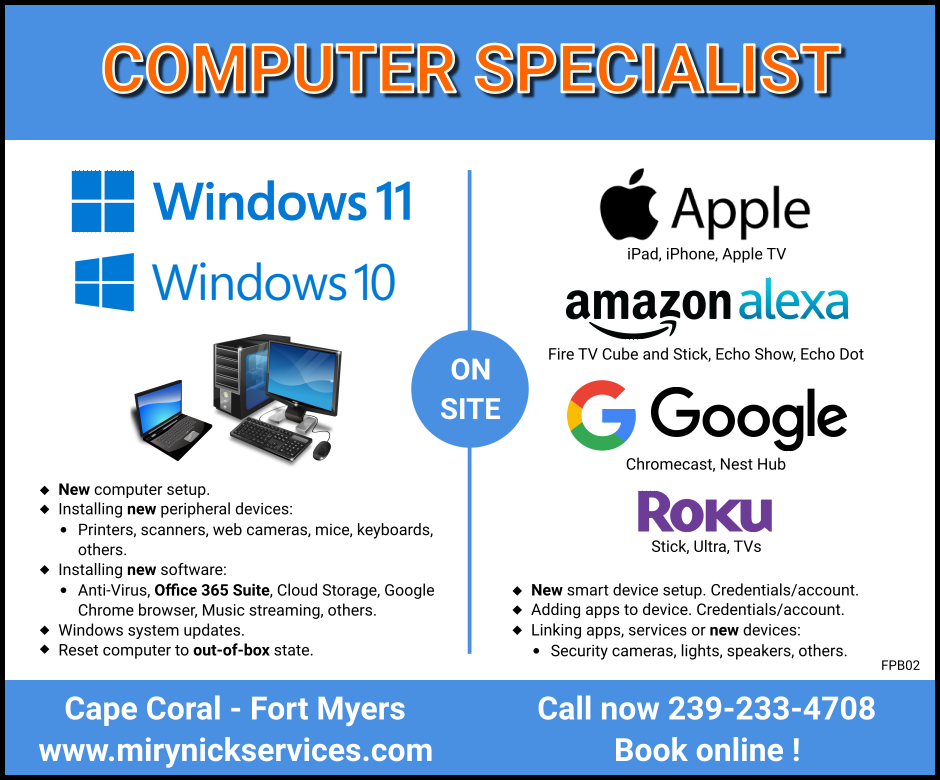 Computer Specialist Services at Mirynick Services Inc