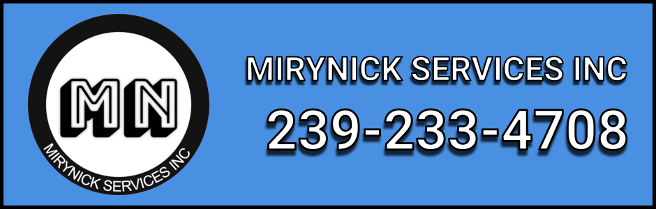 Logo and telephone number at Mirynick Services Inc